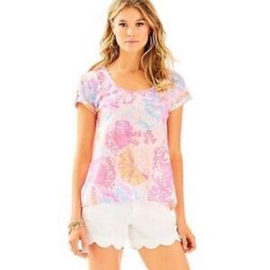 Lilly Pulitzer Inara Bohemian Starfish Shell Linen Top